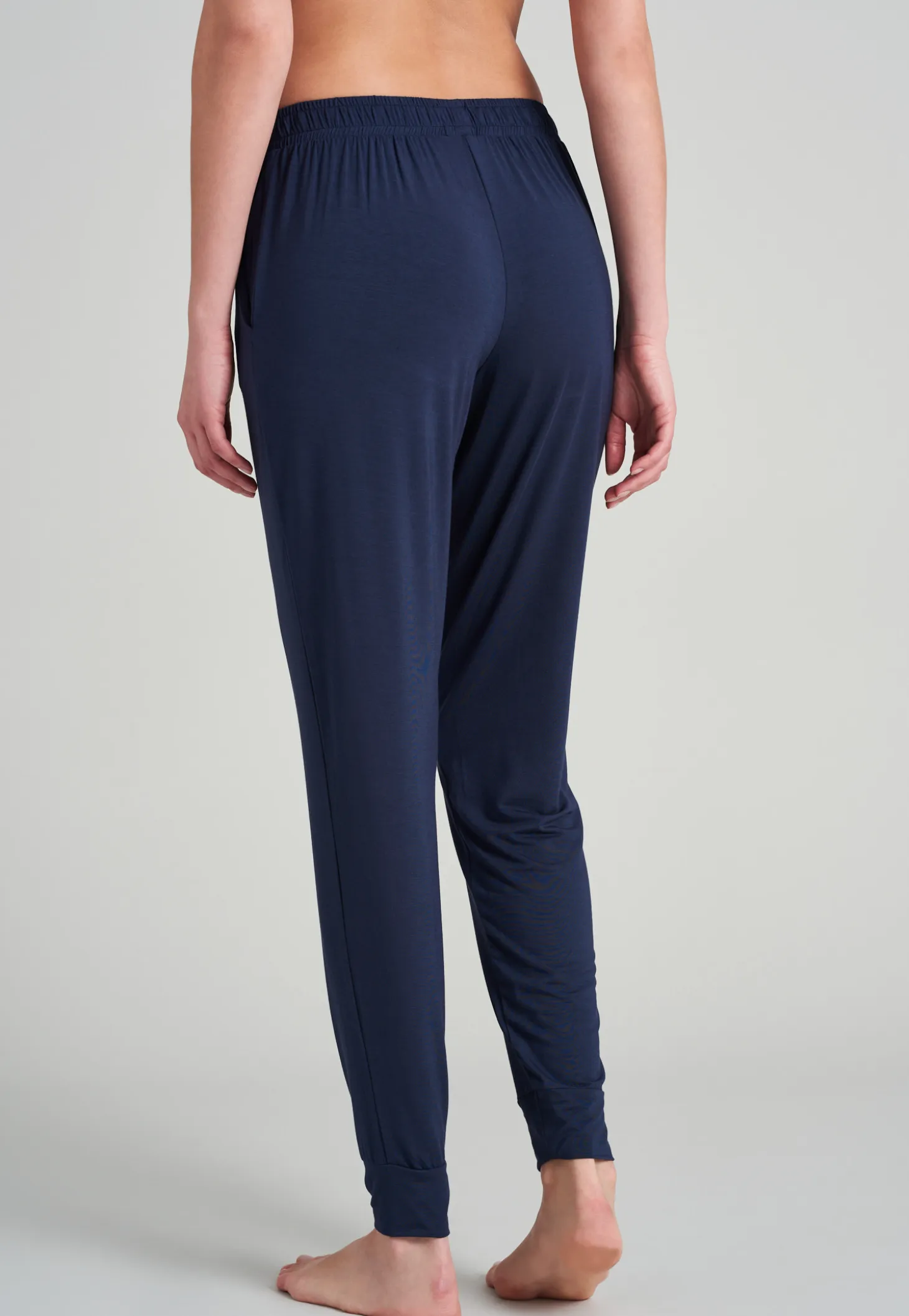 Loungehose lang Modal Bündchen blau - Mix+Relax