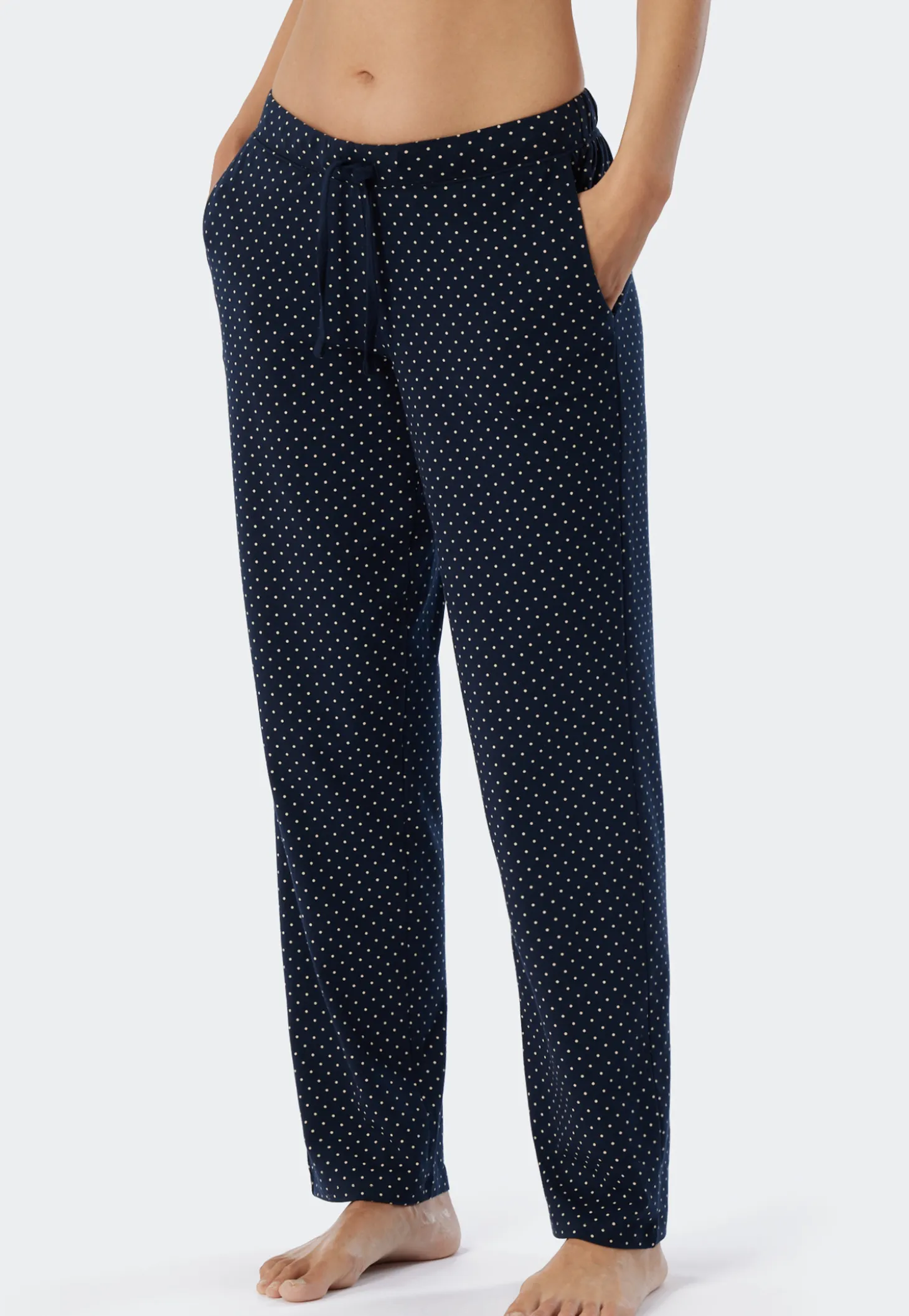 Loungehose lang Punkte dunkelblau gemustert - Mix+Relax
