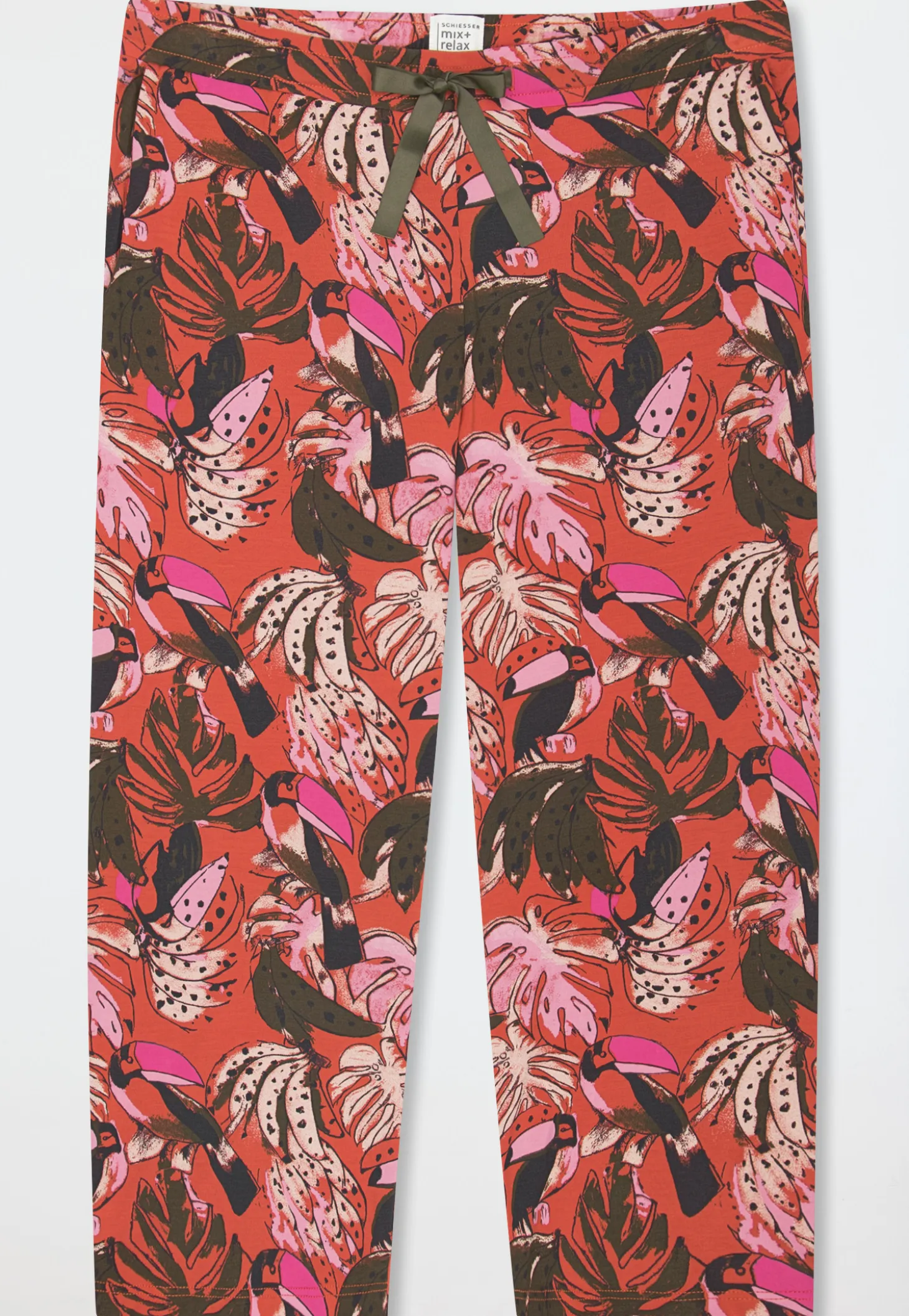 Loungehose 3/4-lang terracotta gemustert - Mix+Relax