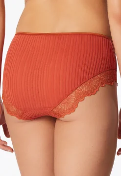 Midi Slip Feinripp Nadelzug Spitze terracotta - Revival Marie
