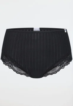 Midi Slip Feinripp Nadelzug Spitze schwarz - Revival Marie