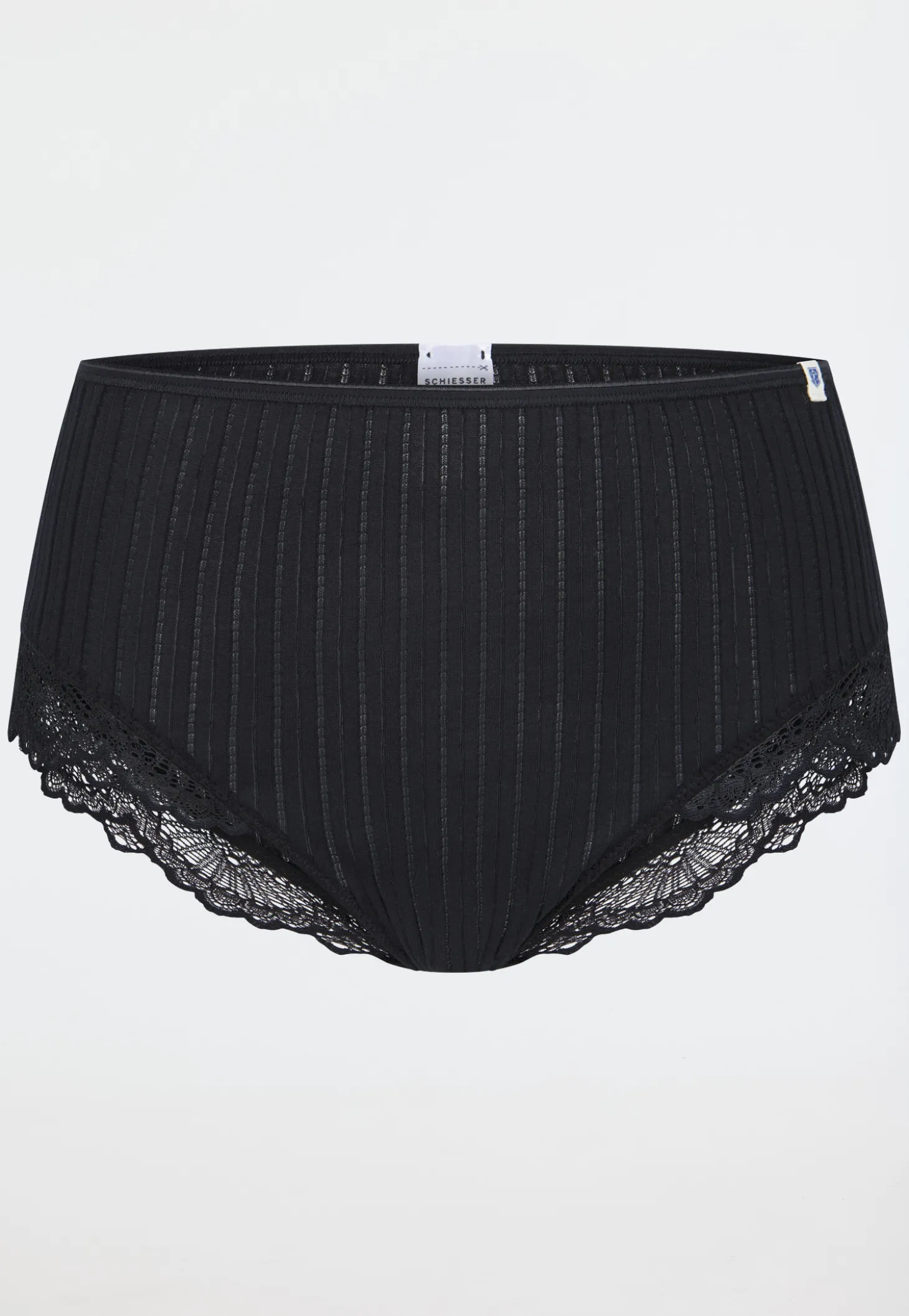 Midi Slip Feinripp Nadelzug Spitze schwarz - Revival Marie