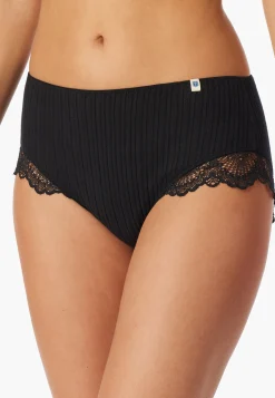 Midi Slip Feinripp Nadelzug Spitze schwarz - Revival Marie