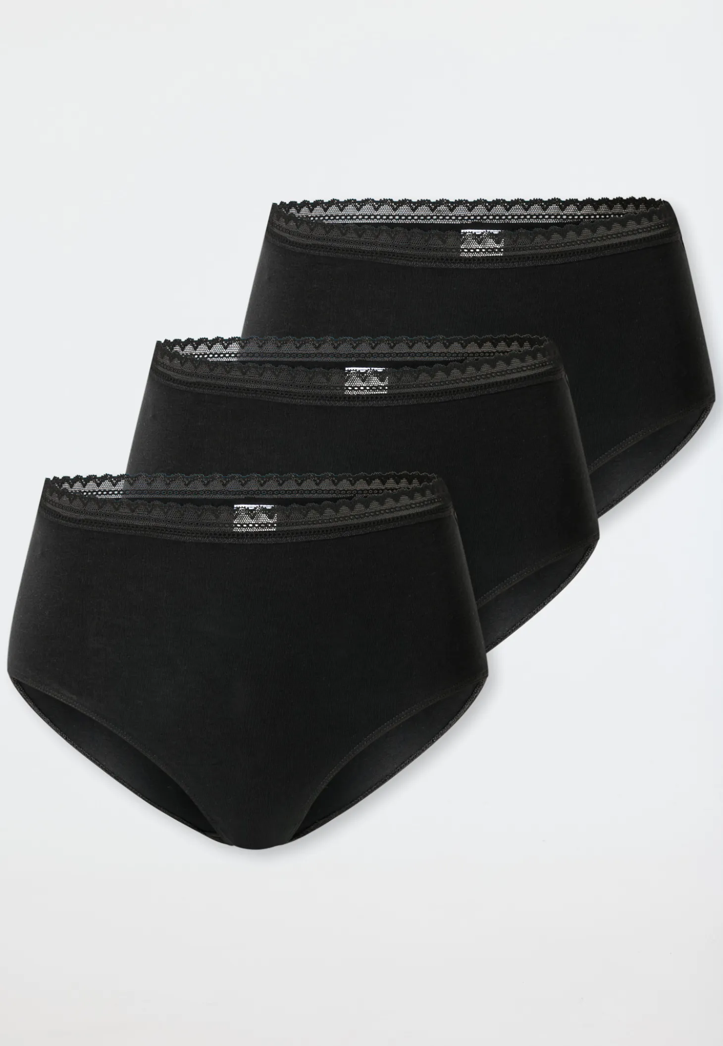 Midi-Slips 3er-Pack Spitze schwarz - Modern Multipacks