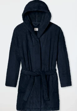 Morgenmantel Teddy-Fleece Comfort-Fit dunkelblau - Essentials