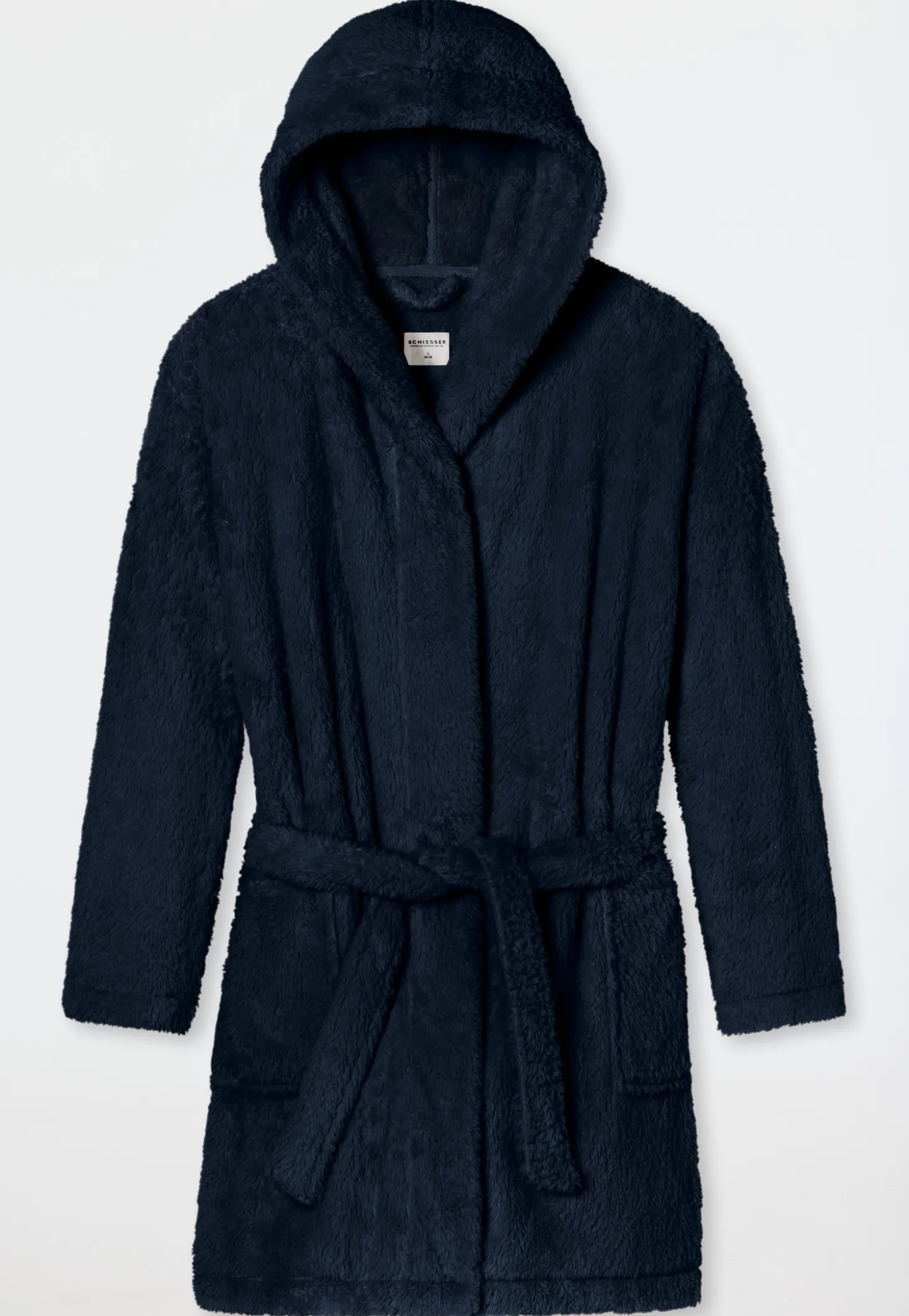 Morgenmantel Teddy-Fleece Comfort-Fit dunkelblau - Essentials