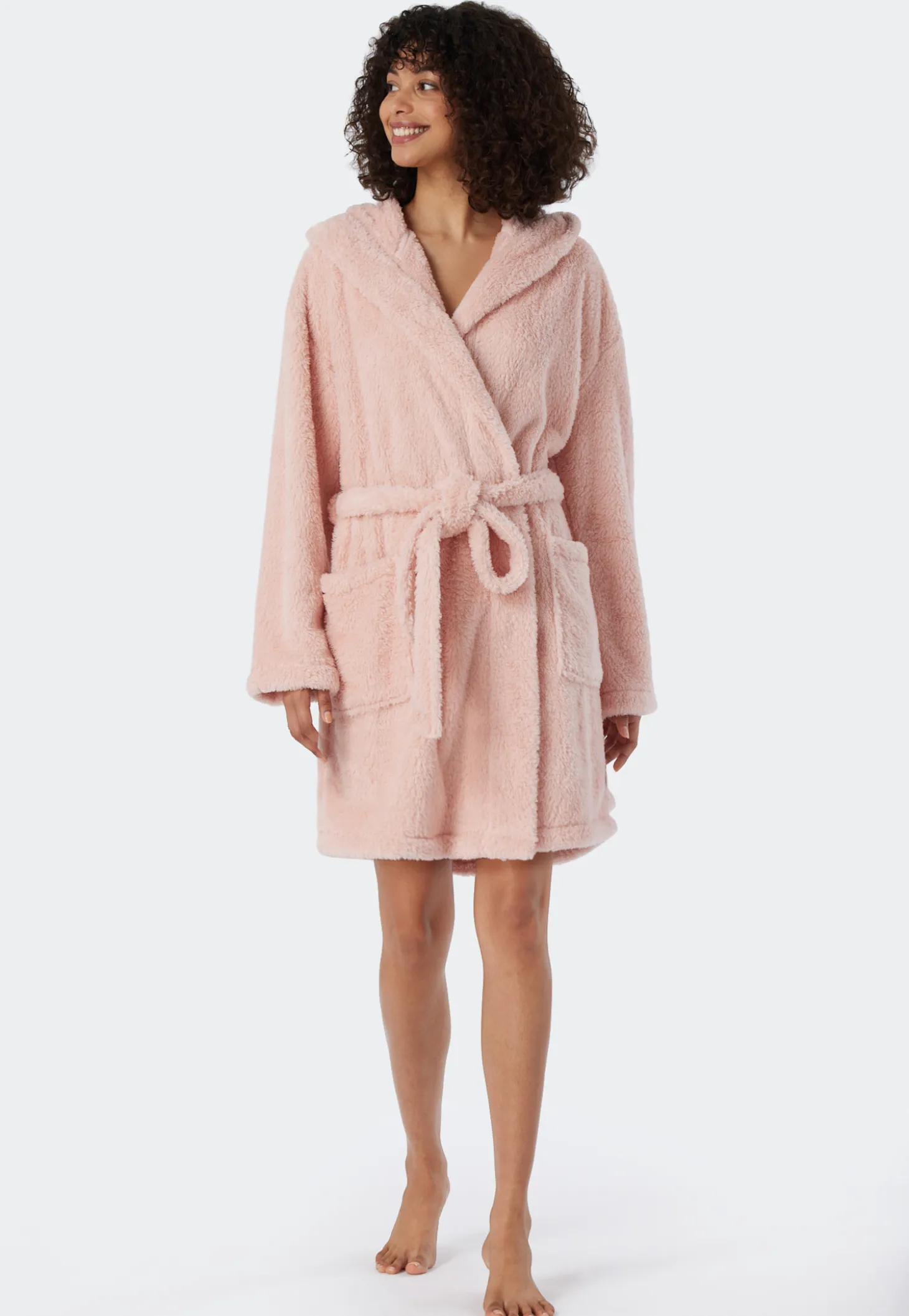 Morgenmantel Teddy-Fleece Comfort-Fit rosé - Essentials