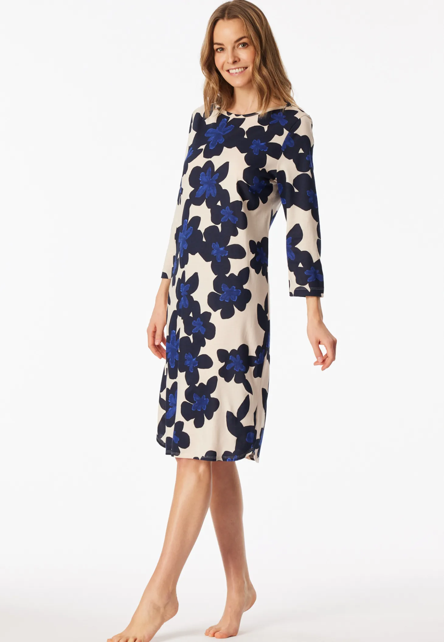 Nachthemd 3/4-Arm Blumenprint multicolor - Comfort Nightwear