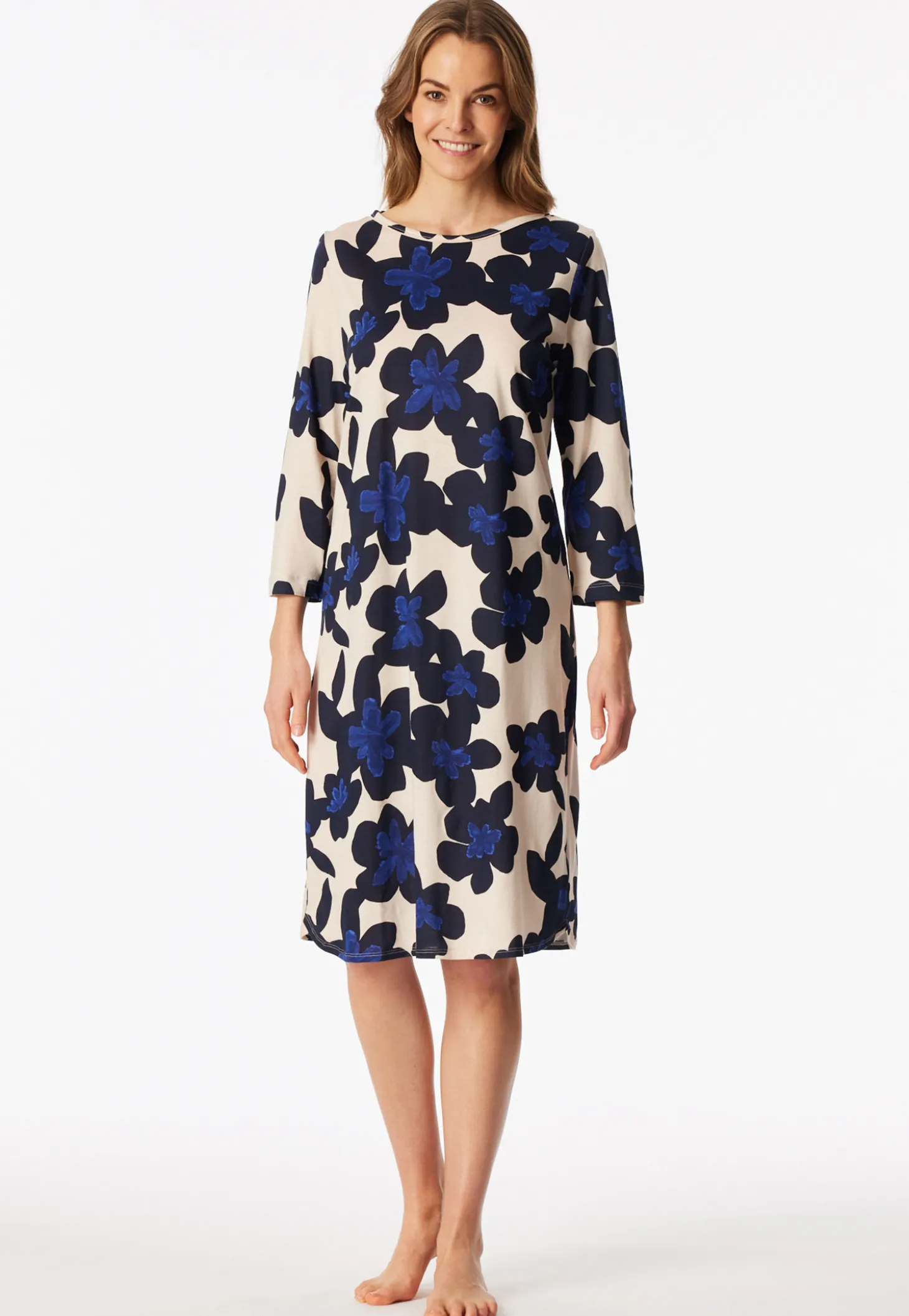Nachthemd 3/4-Arm Blumenprint multicolor - Comfort Nightwear