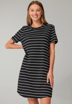 Nachthemd kurzarm Ringel schwarz - Nightwear