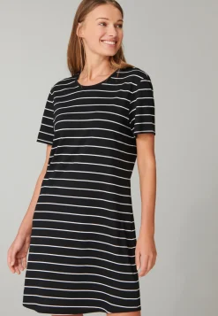 Nachthemd kurzarm Ringel schwarz - Nightwear