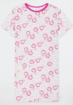 Nachthemd kurzarm Smileys off-white - Kids Nightwear
