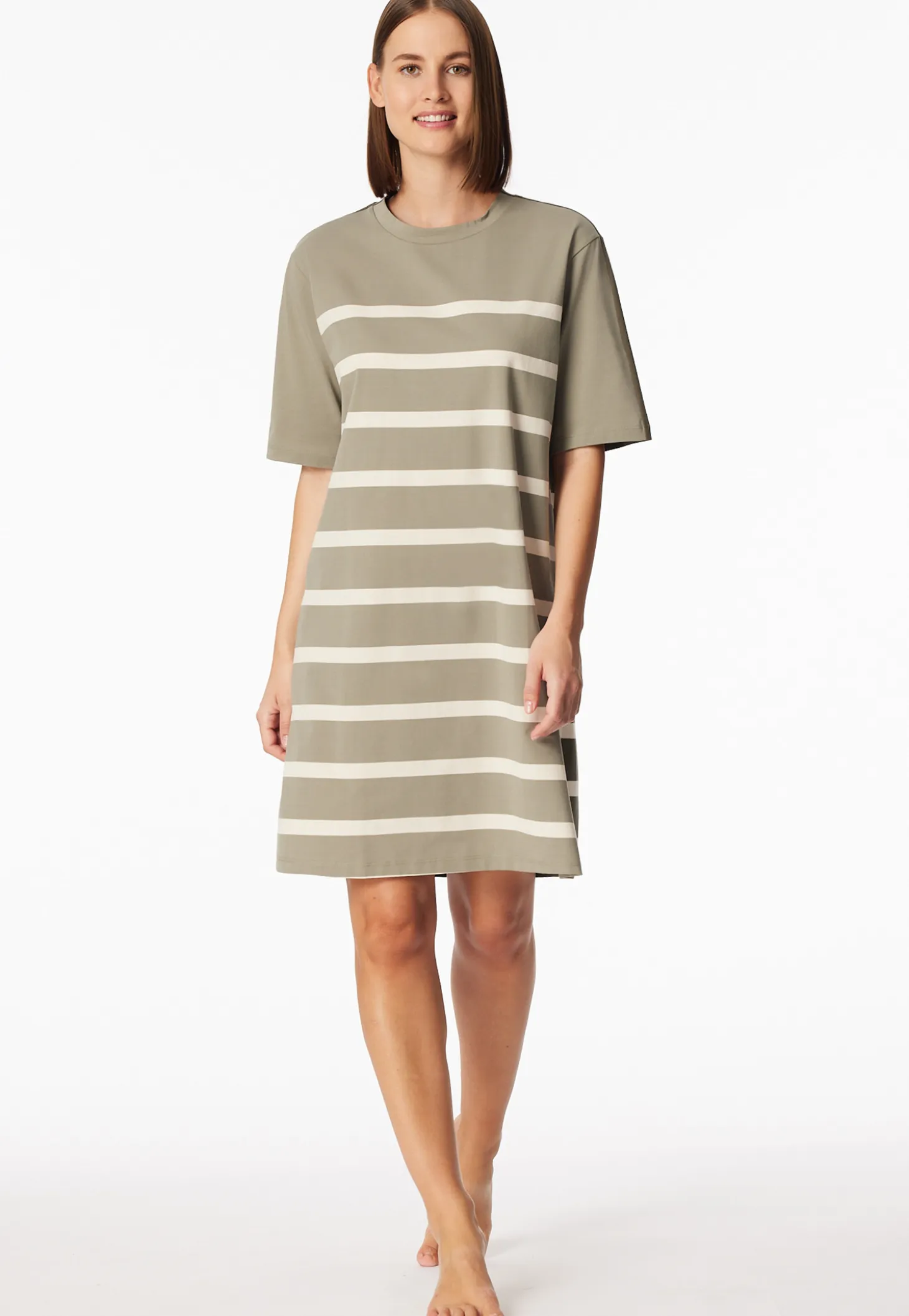 Nachthemd kurzarm Streifen jade - Casual Nightwear