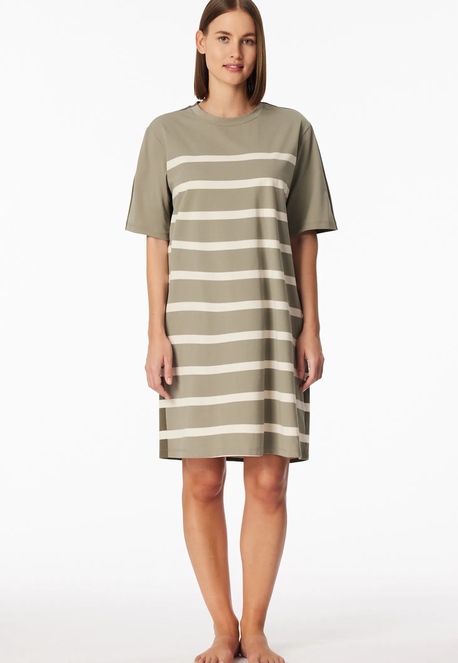 Nachthemd kurzarm Streifen jade - Casual Nightwear