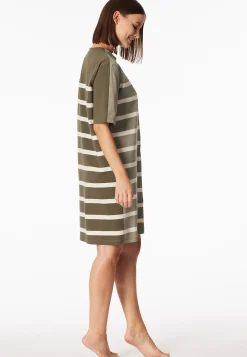 Nachthemd kurzarm Streifen jade - Casual Nightwear