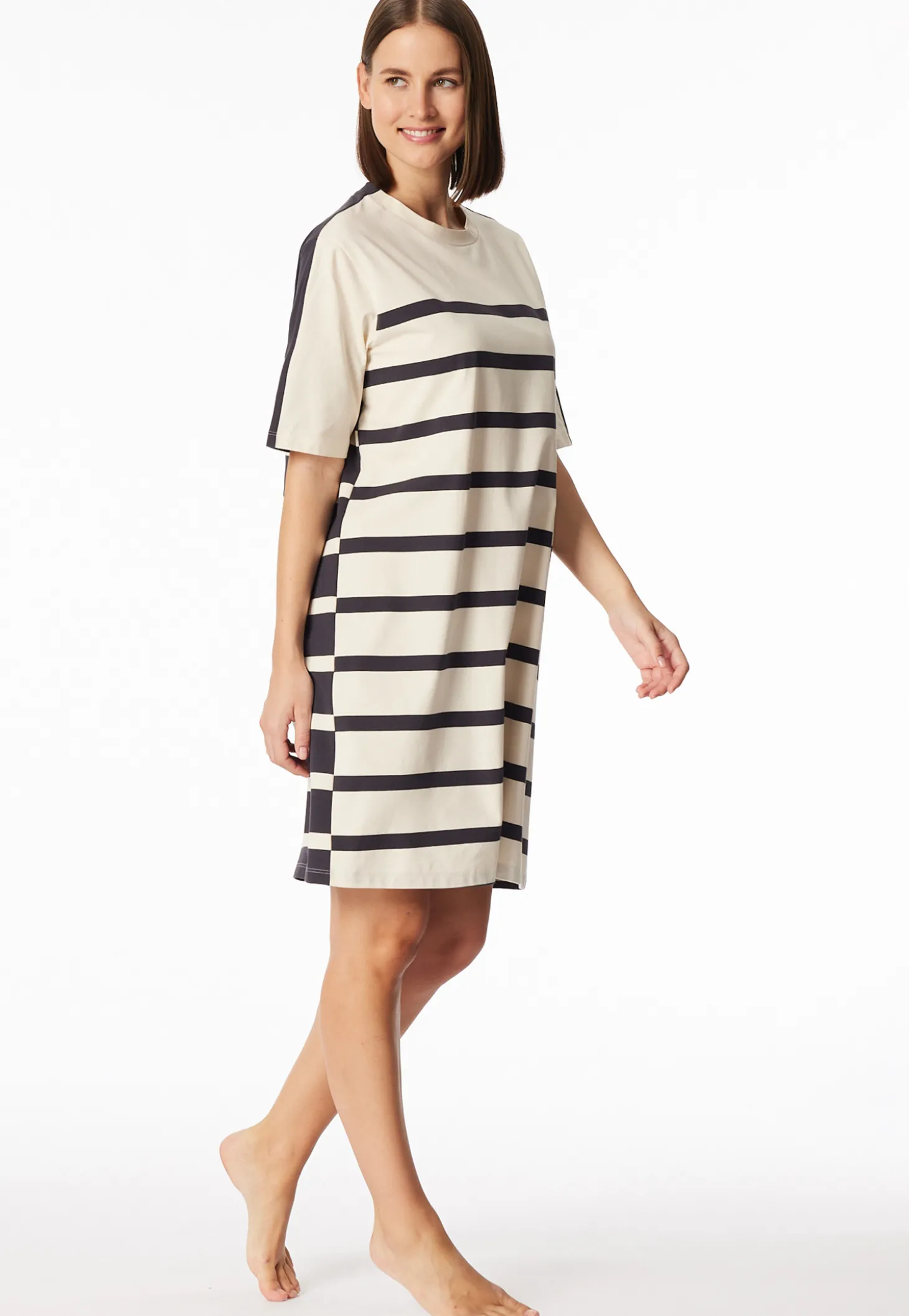 Nachthemd kurzarm Streifen pearl - Casual Nightwear