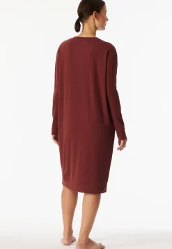 Nachthemd langarm Interlock wärmend burgund - Selected Premium Warming