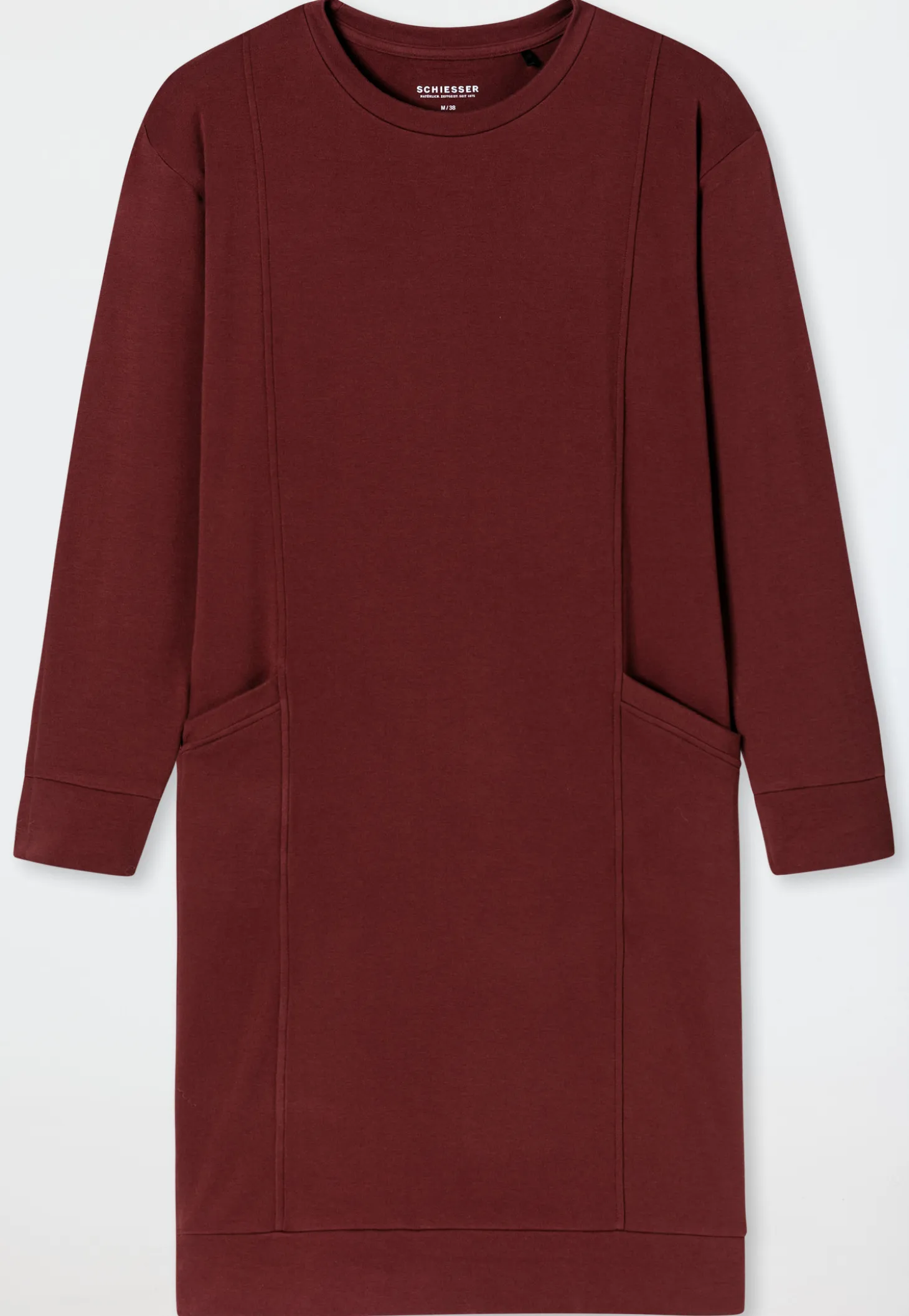 Nachthemd langarm Interlock wärmend burgund - Selected Premium Warming