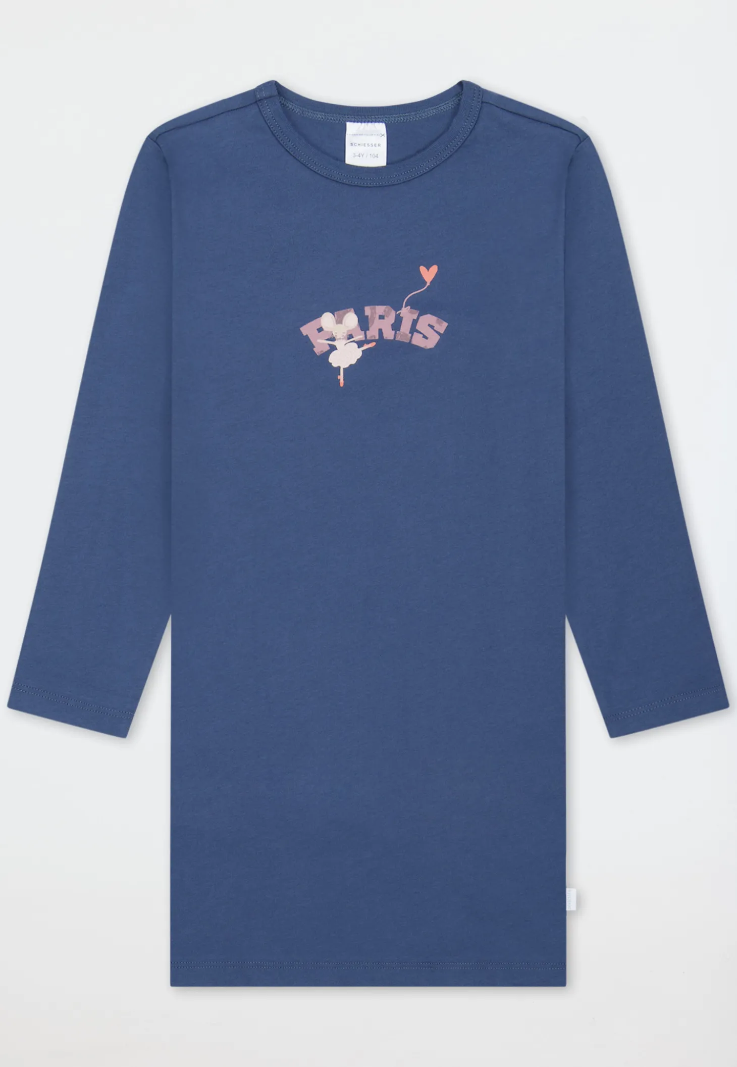 Nachthemd langarm Paris Maus jeansblau - Kids Nightwear