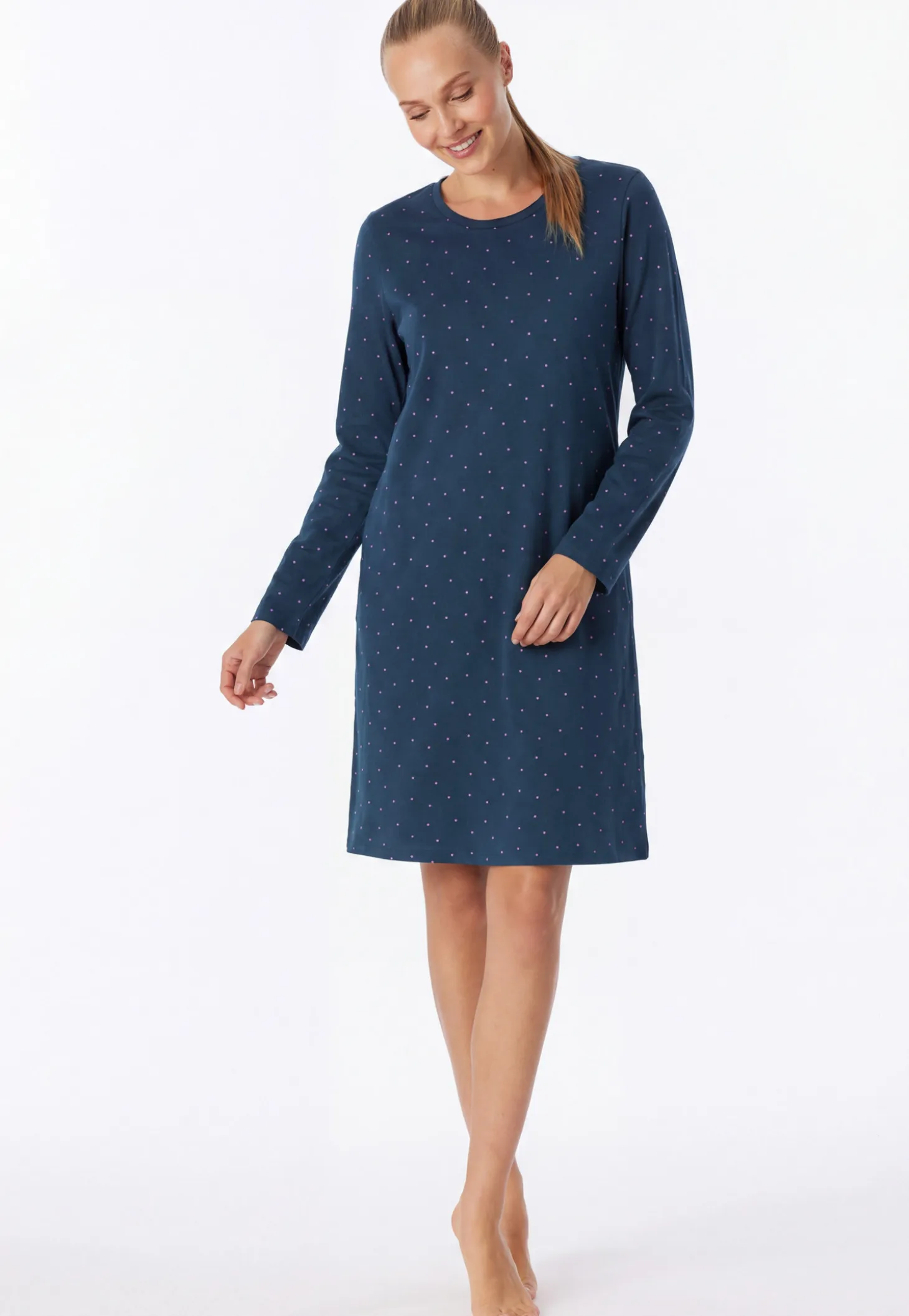 Nachthemd langarm Punkte ultra violett - Casual Essentials