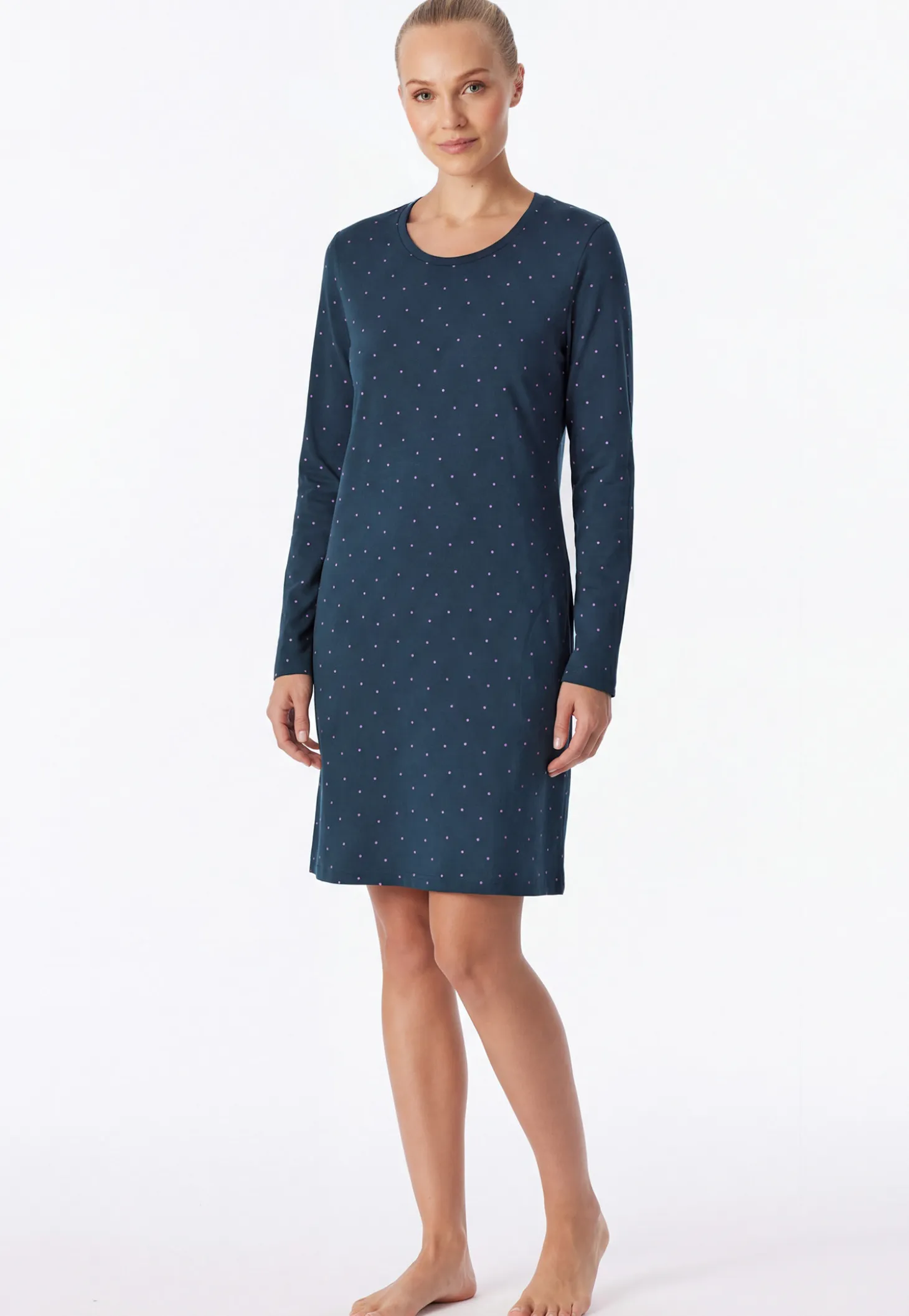 Nachthemd langarm Punkte ultra violett - Casual Essentials