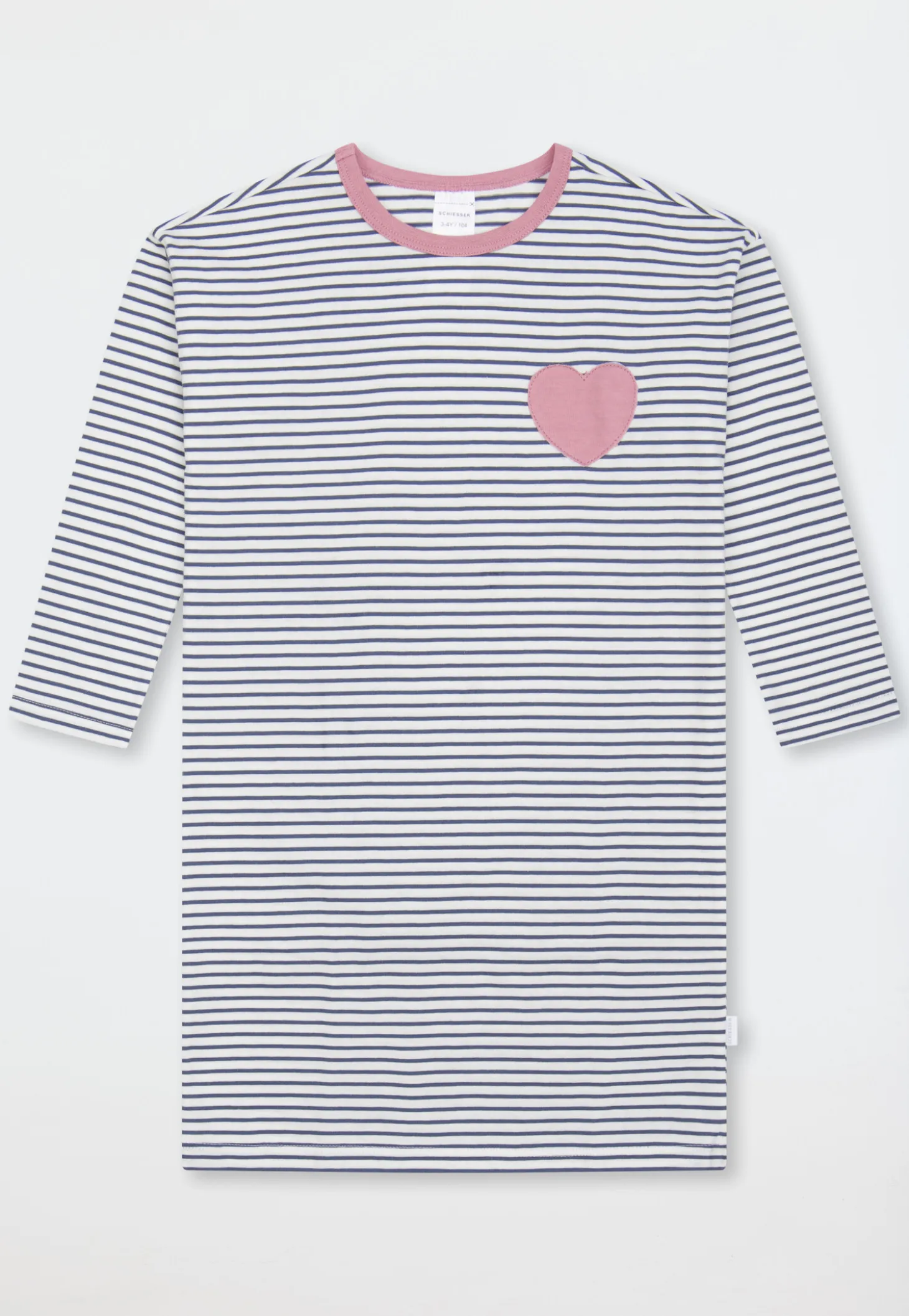 Nachthemd langarm Ringel Herz jeansblau - Kids Nightwear