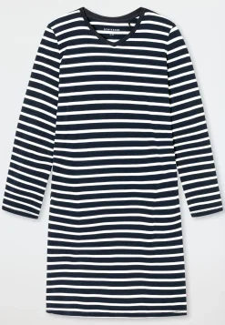 Nachthemd langarm Streifen nachtblau - Casual Essentials