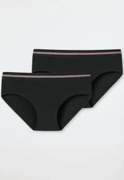 Pantys 2er-Pack Doppelripp schwarz - Long Life Rib