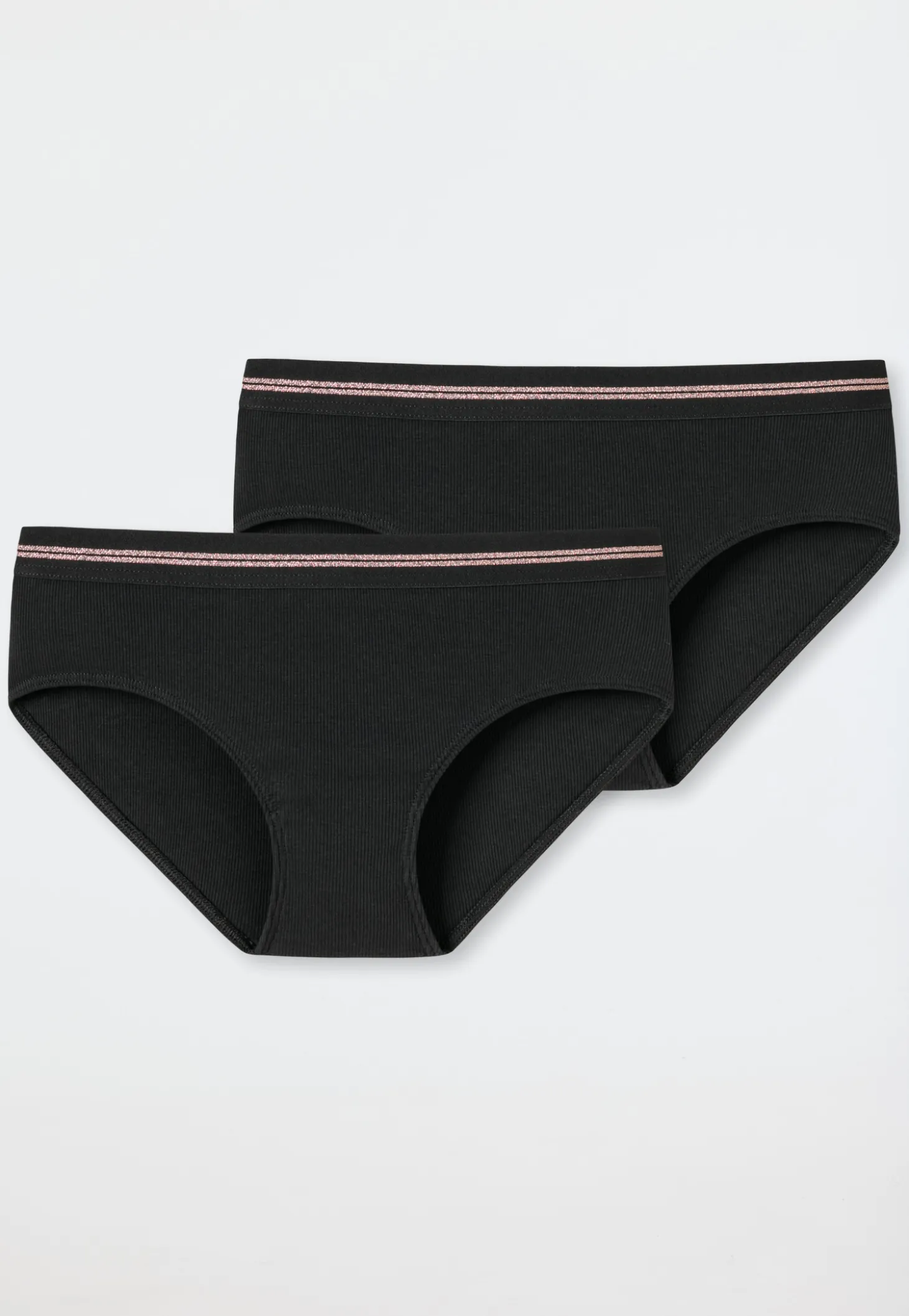 Pantys 2er-Pack Doppelripp schwarz - Long Life Rib