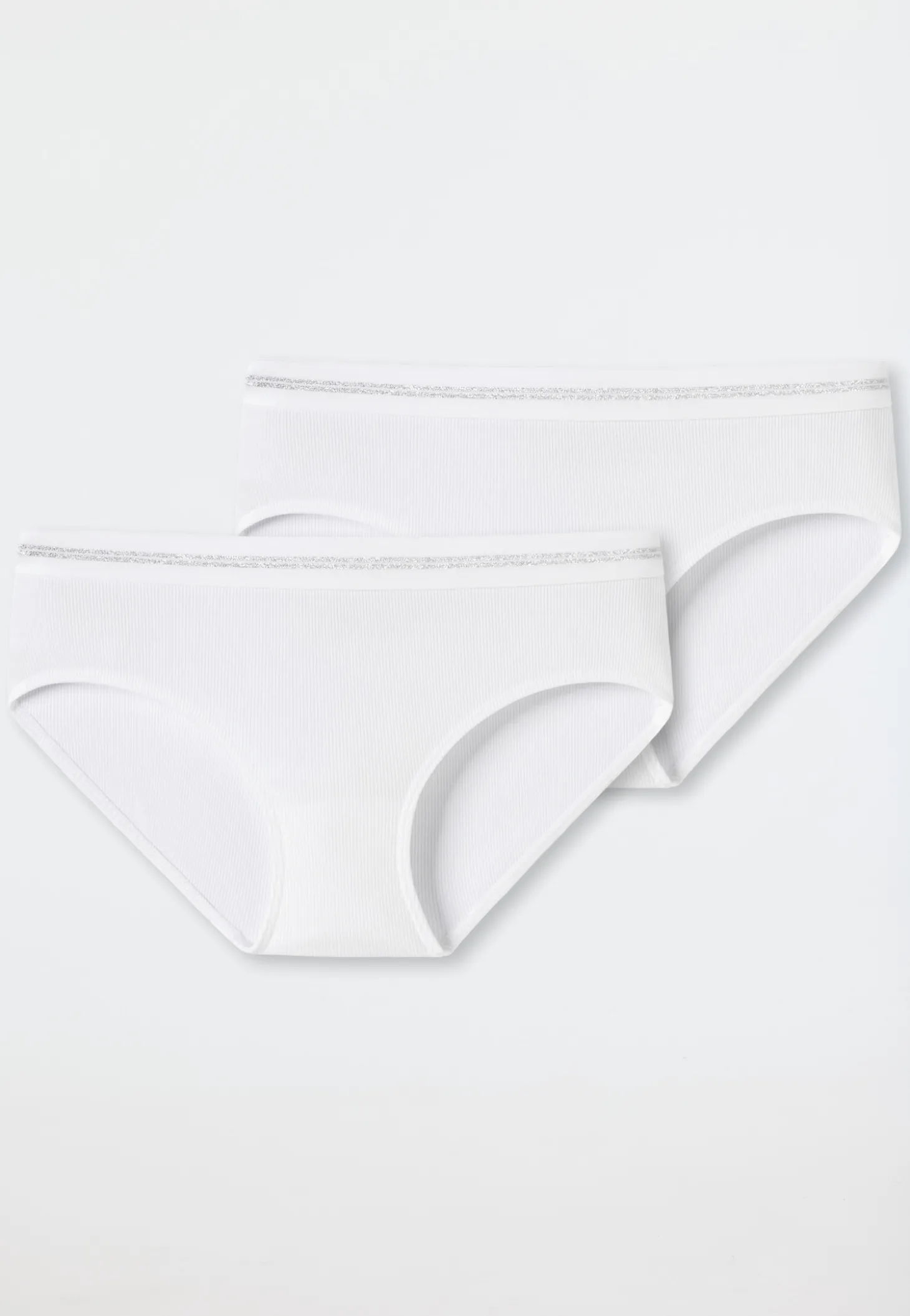 Pantys 2er-Pack Doppelripp weiß - Long Life Rib