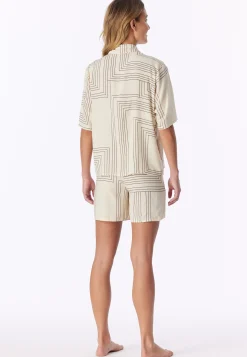 Pyjama kurz Webware seasalt bedruckt - Selected Premium