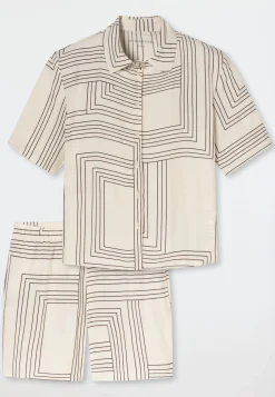 Pyjama kurz Webware seasalt bedruckt - Selected Premium