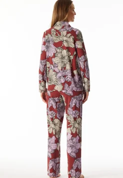 Pyjama lang Jersey Aloe Vera Blumen dunkelrot - Selected Premium