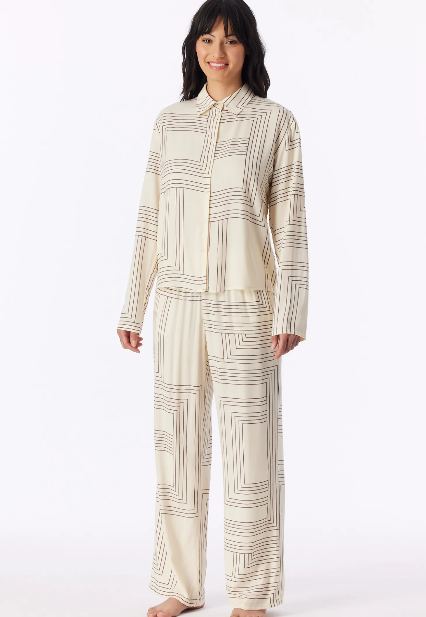 Pyjama lang Webware seasalt bedruckt - Selected Premium