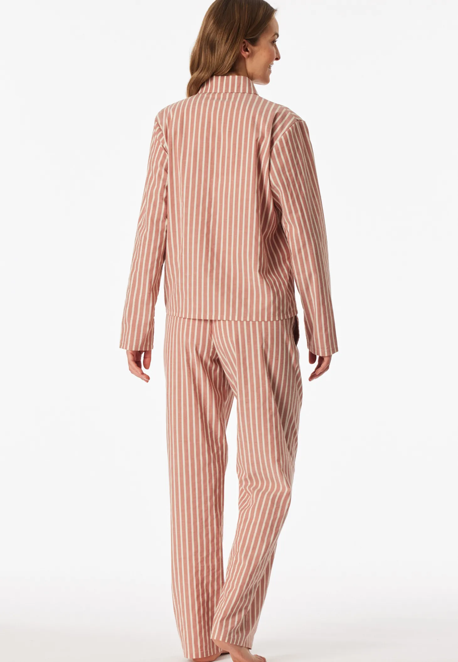 Pyjama lang Webware Streifen terracotta - Selected Premium
