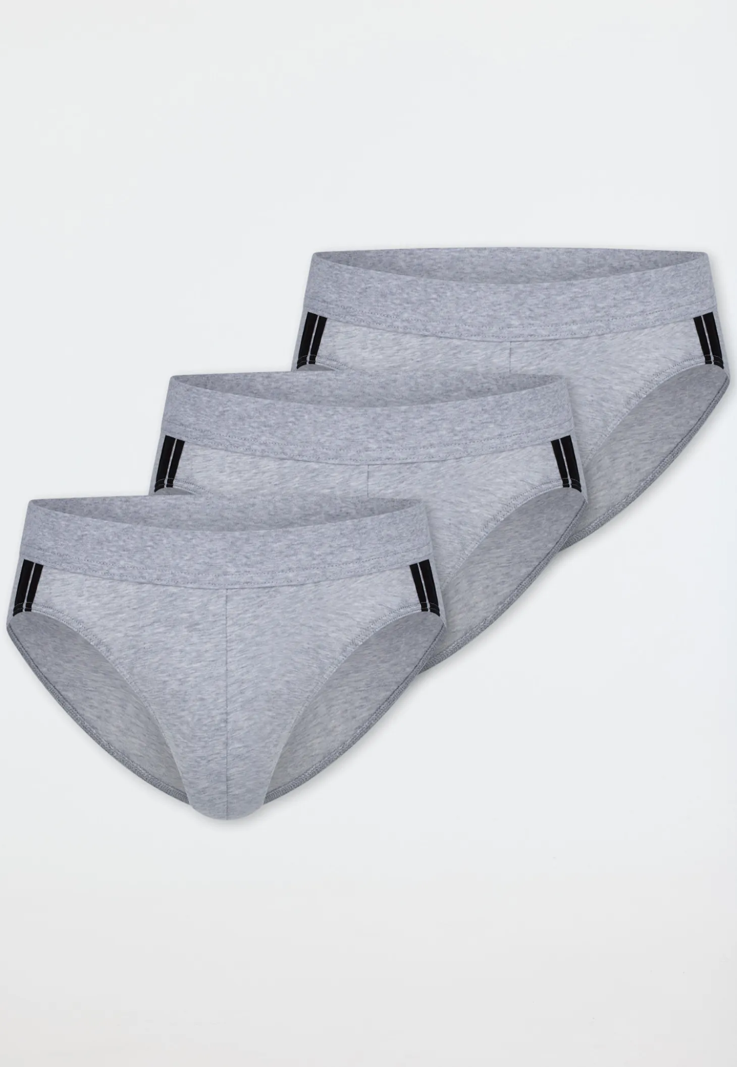 Rio-Slips 3er-Pack Organic Cotton Streifen grau-meliert - 95/5