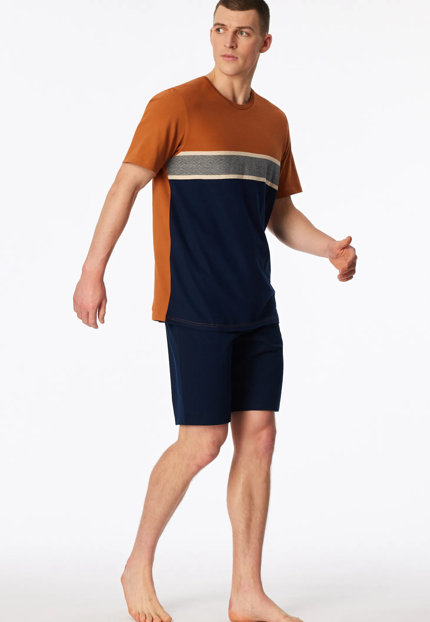 Schlafanzug kurz admiral gemustert - Casual Essentials