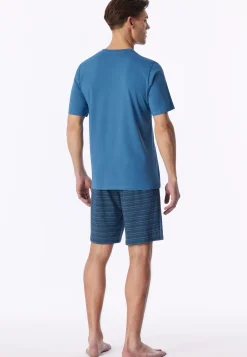 Schlafanzug kurz aqua gemustert - Casual Essentials