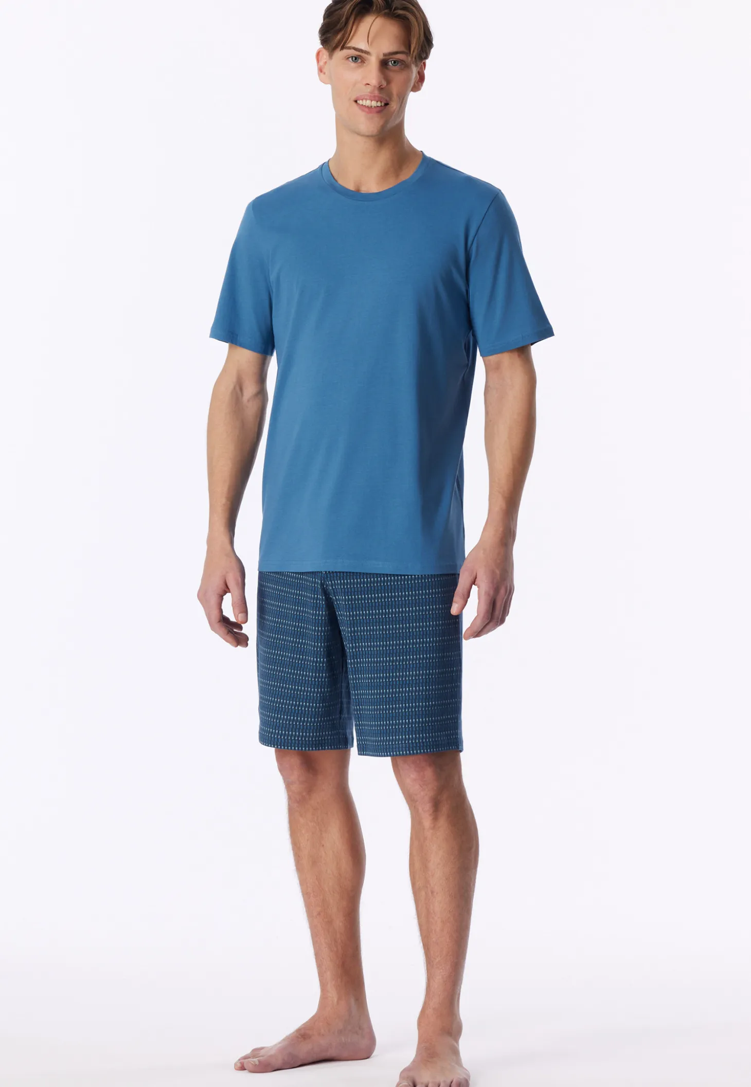Schlafanzug kurz aqua gemustert - Casual Essentials