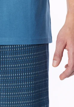 Schlafanzug kurz aqua gemustert - Casual Essentials