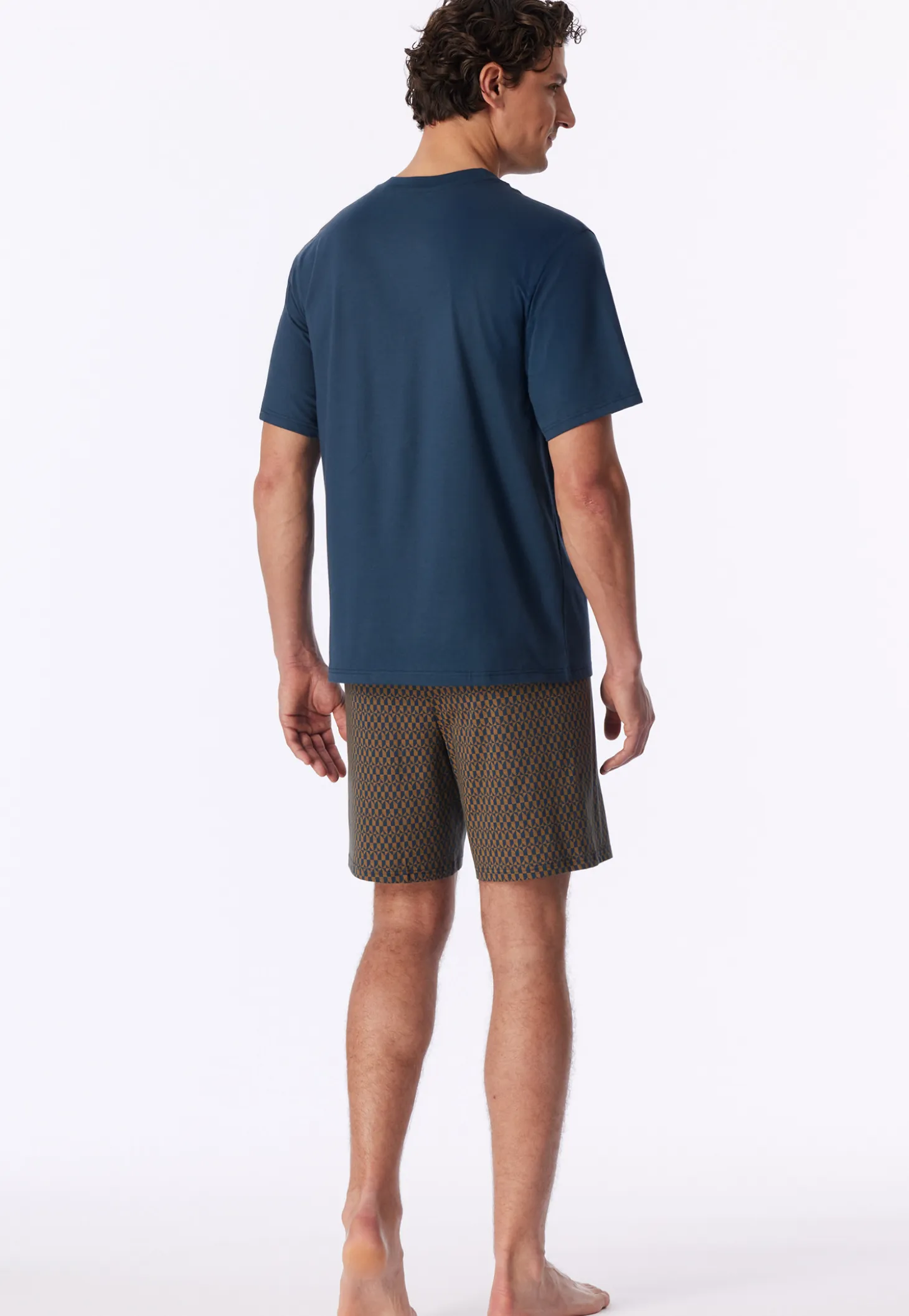 Schlafanzug kurz deep blue gemustert - Comfort Nightwear