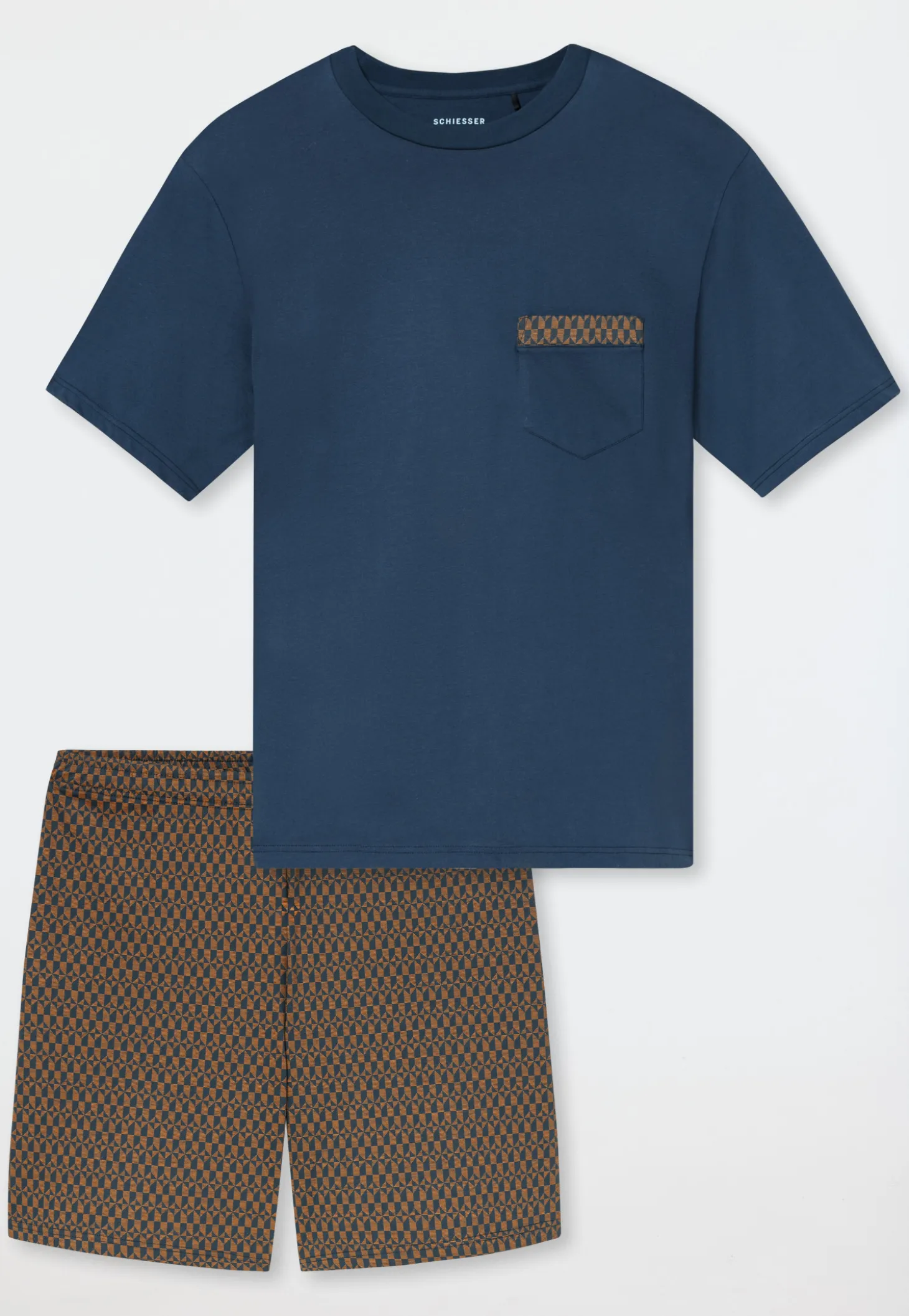 Schlafanzug kurz deep blue gemustert - Comfort Nightwear