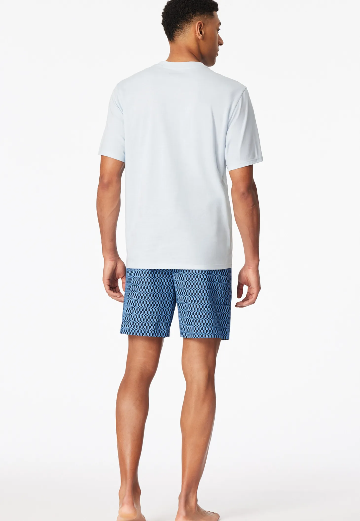 Schlafanzug kurz hellblau gemustert - Comfort Nightwear