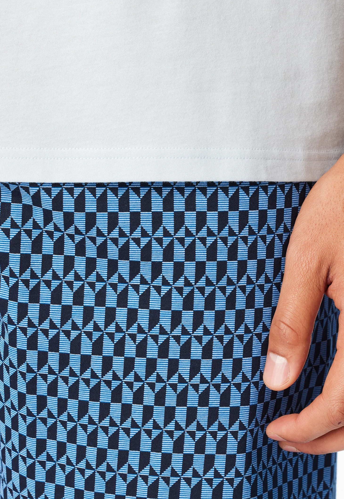 Schlafanzug kurz hellblau gemustert - Comfort Nightwear