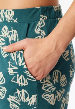 Schlafanzug kurz Interlock Blumen grün - Modern Nightwear