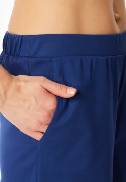 Schlafanzug kurz Interlock Palmen blau - Interlock