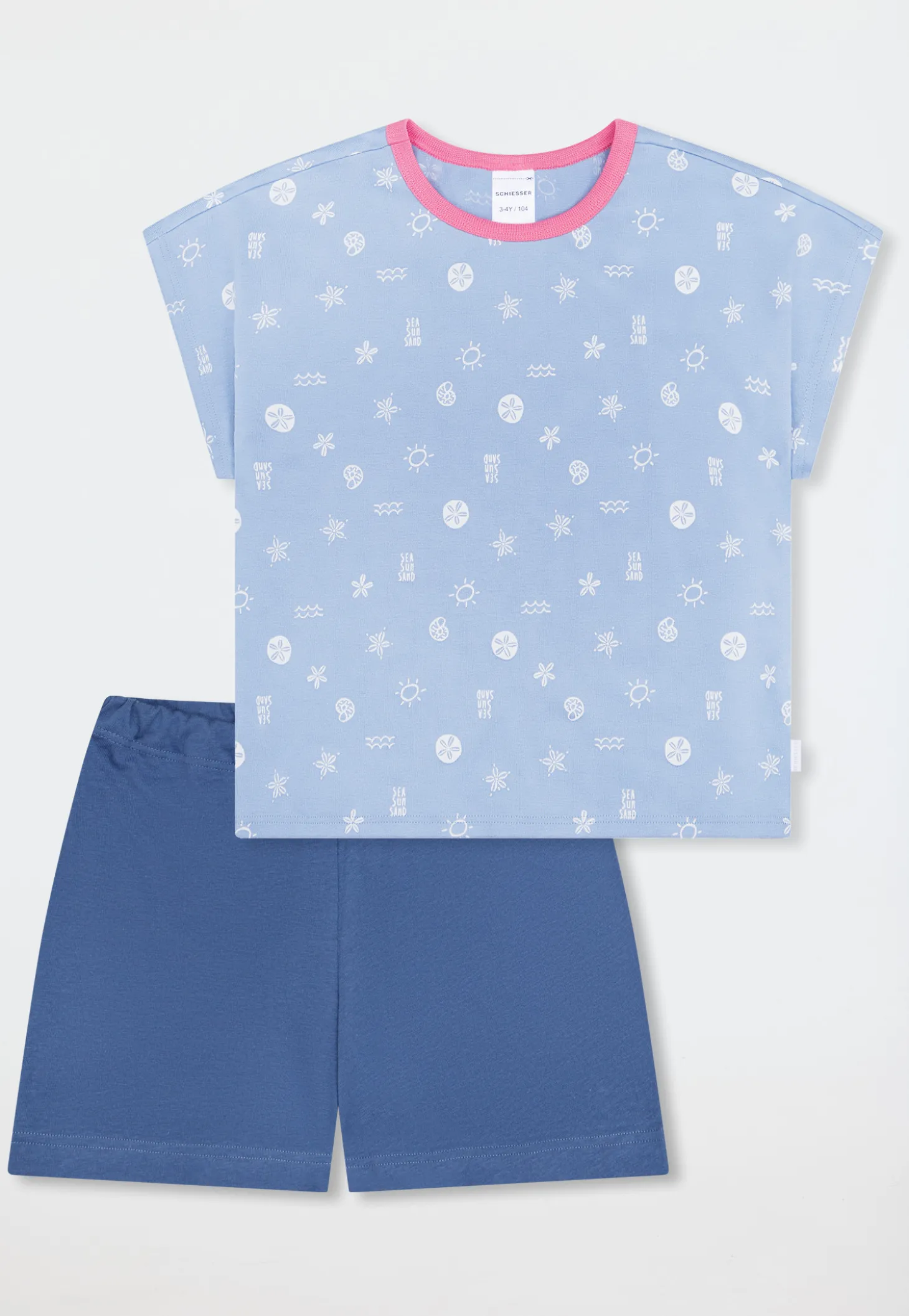 Schlafanzug kurz Muscheln hellblau - Kids Nightwear