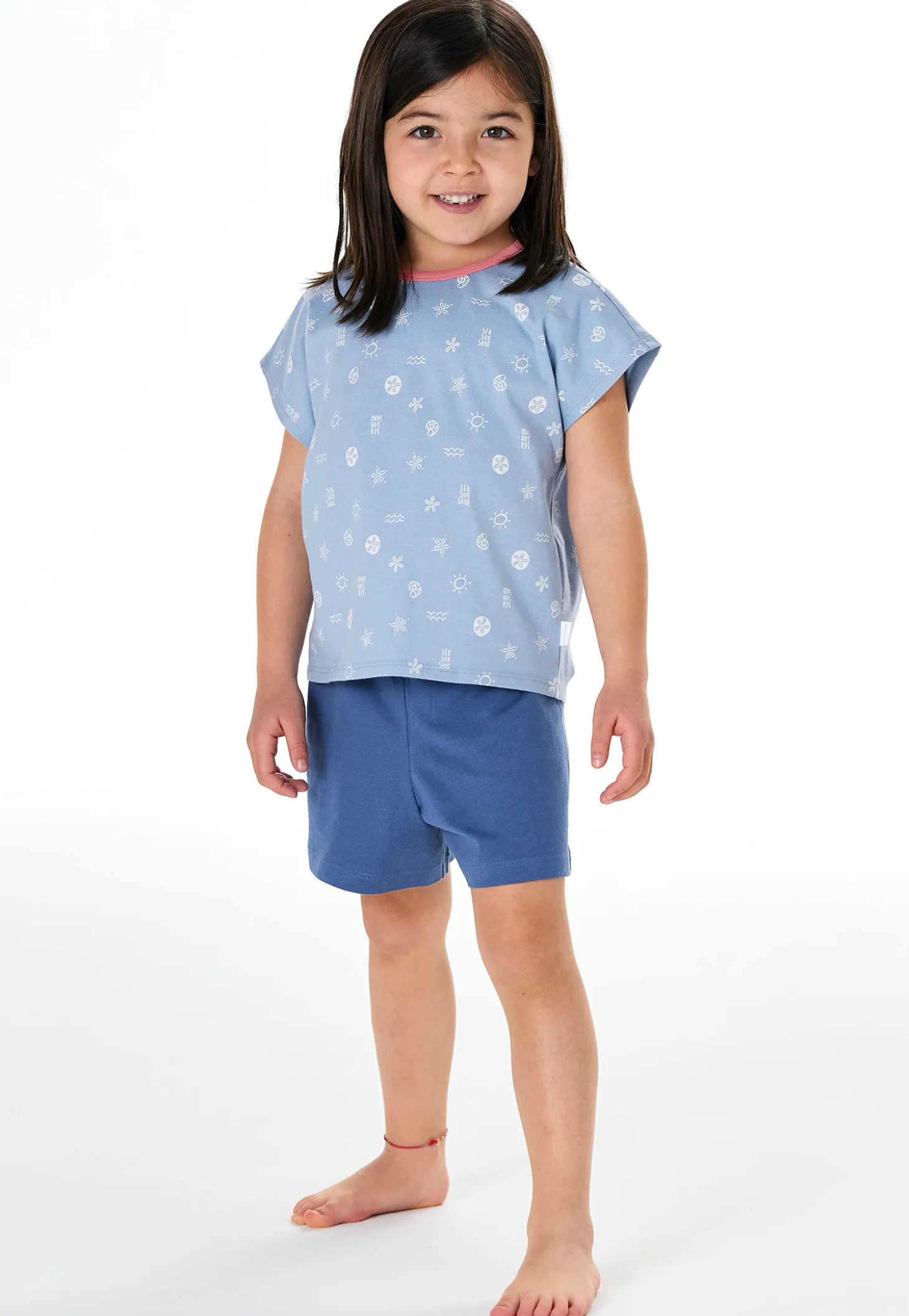 Schlafanzug kurz Muscheln hellblau - Kids Nightwear
