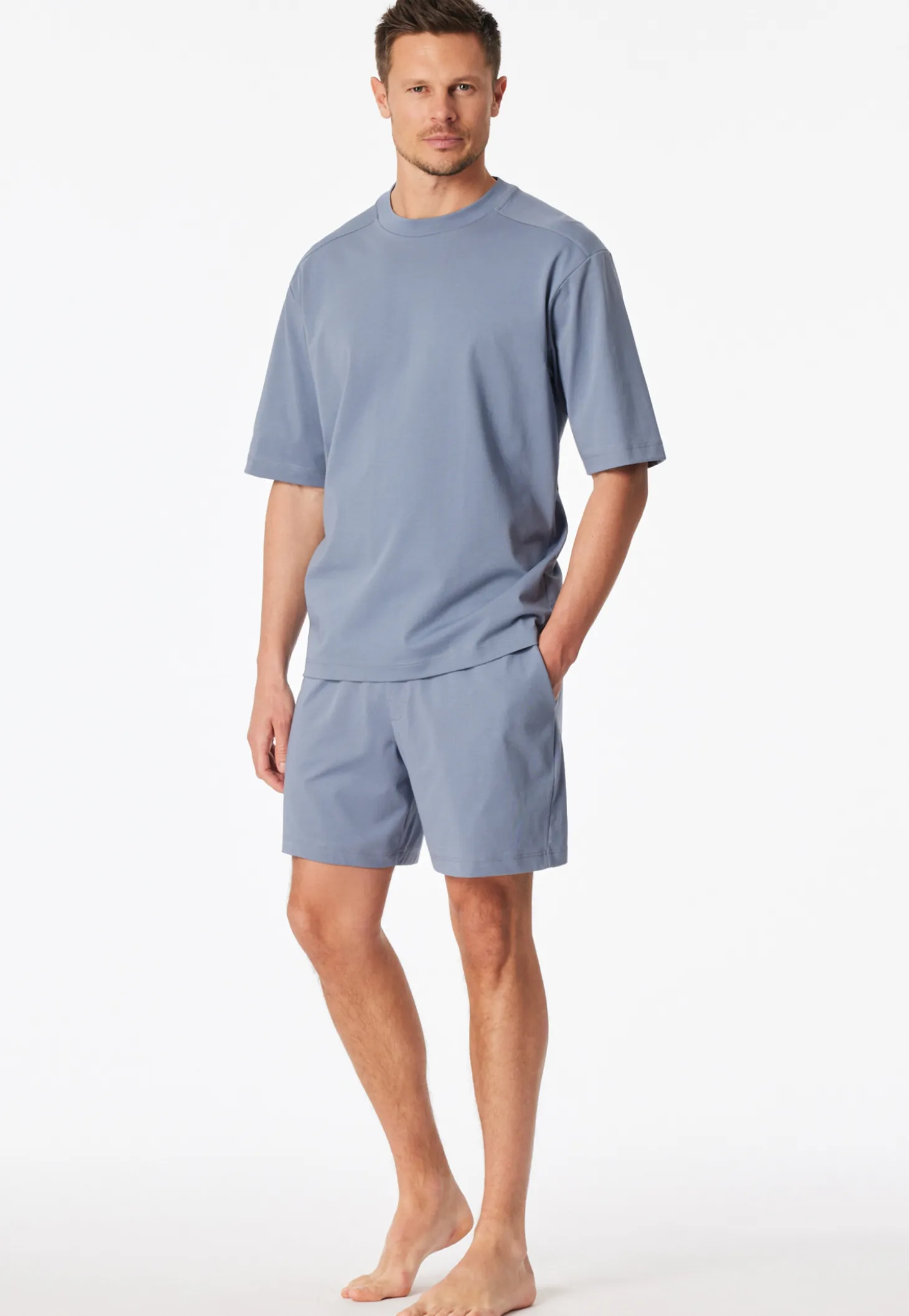 Schlafanzug kurz oversized blaugrau - Modern Nightwear
