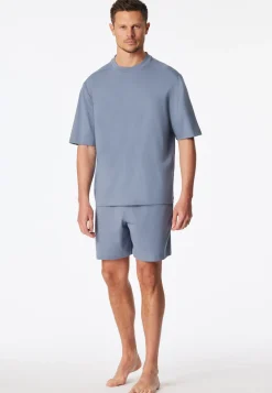 Schlafanzug kurz oversized blaugrau - Modern Nightwear